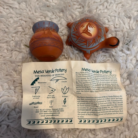 MESA VERDE Pottery Native American NAVAJO Mini Vase turtle Signed - Picture 1 of 16